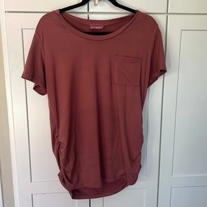 Mauve Maternity T shirt with Ruched Sides